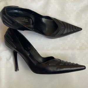 Sebastian black leather high heeled shoes. Size 41